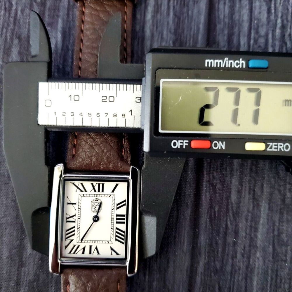 Pierre Lucerne 1888 Must Tank Style Mens Dress Watch Swiss Inspired Brown Band - Picture 12 of 16